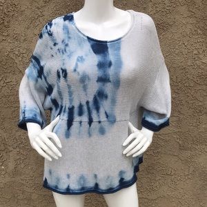 J. Jill Sweater Tie Dye Blue Cream NWT